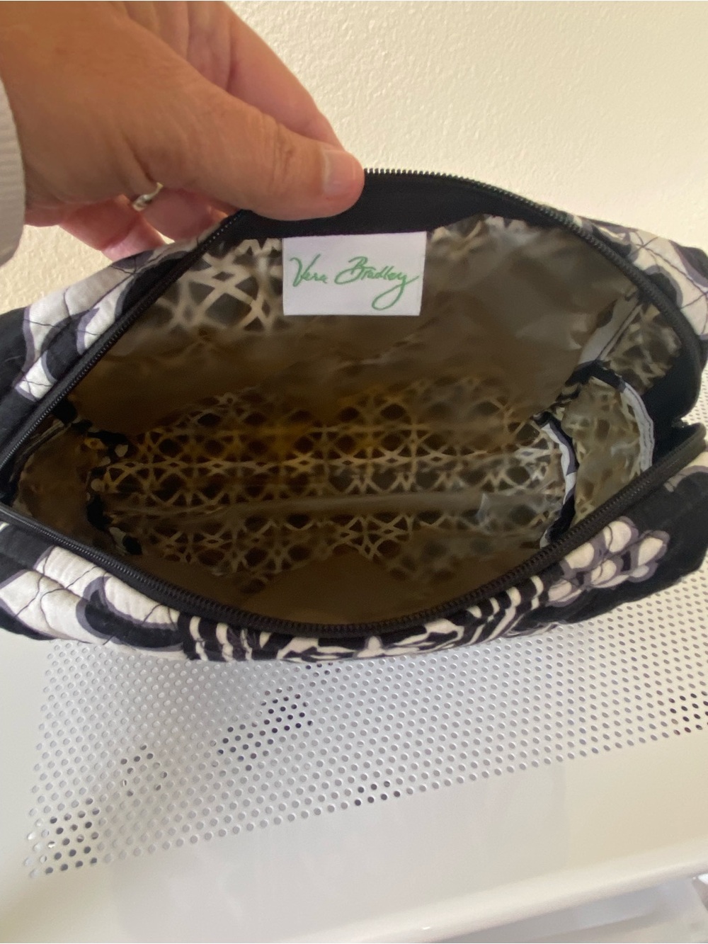 VEra Barely Large Black & White Patterned Cosmetic Pouch - Picture 4 of 6